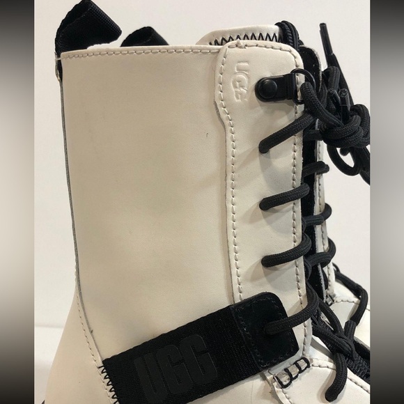 Women’s UGG Sheena White Leather Lace Up Platform Boot Size 6.5M - Picture 8 of 13